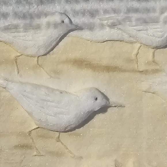 Vtg Figi Graphics Sand Piper Handmade Paper Shadow Box WS Seashell Beach FRIENDS - Picture 8 of 12